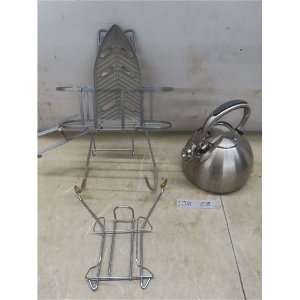 KitchenAid Brushed Nickel Stainless Kettle Plus Two Wall Mounts for Irons