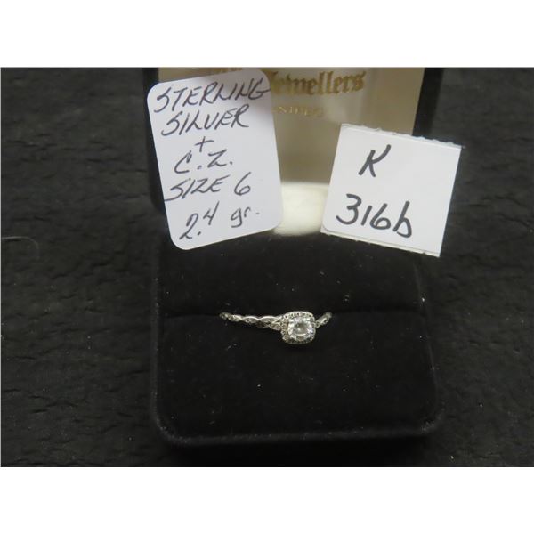 Sterling Silver and Cubic Zirconia Ring Set, Size 6, Total Weight 2.4 Grams