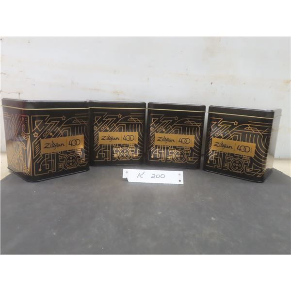 Four Zildjian Limited Edition 400th Anniversary Glass Ornaments Filled With Authentic Cymbal Shavin