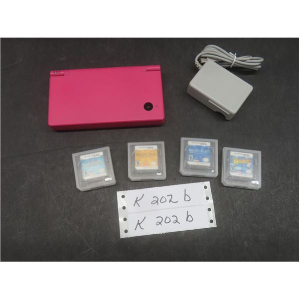Nintendo DSi Game System With Charger and Four Games, Tested and Working