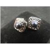 Image 4 : 14K White Gold and Blue Akoya Pearl Stud Earrings, Total Weight 3.8 Grams