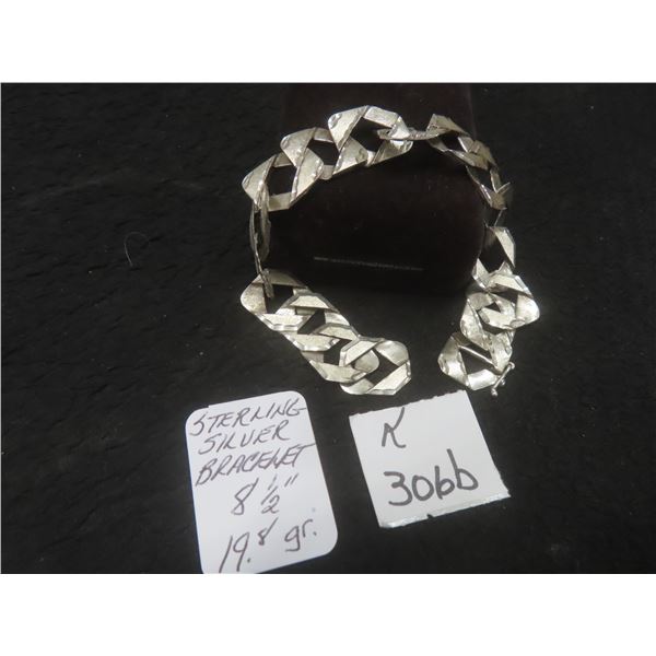 Sterling Silver Bracelet Measuring 8 1/2", Total Weight 19.8 Grams