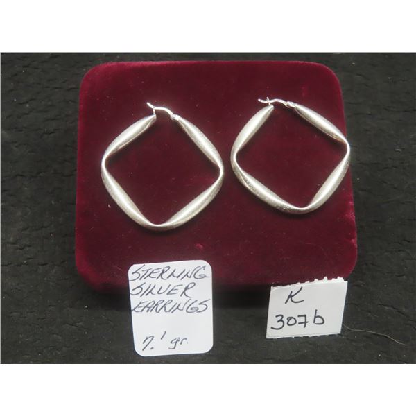 Sterling Silver Earrings, Total Weight 2.1 Grams