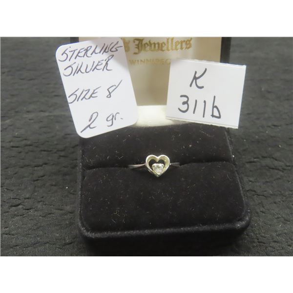 Sterling Silver Ring, Size 8, Total Weight 2 Grams