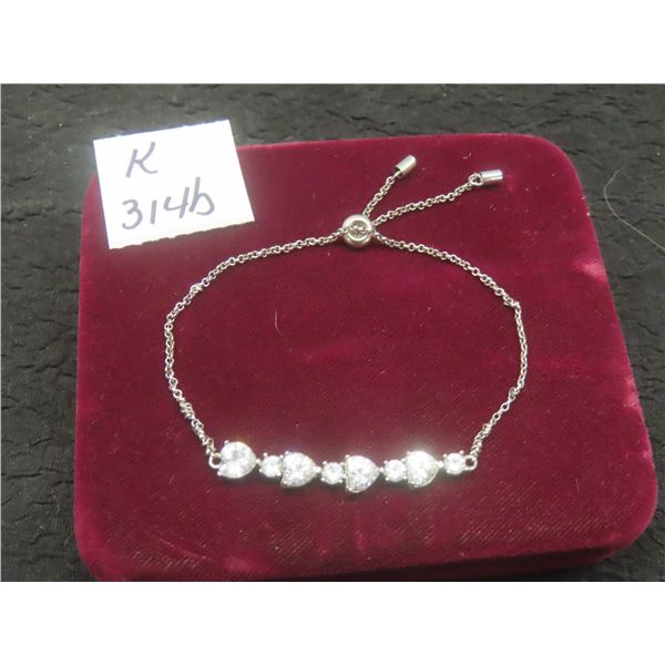 Sterling Silver Adjustable Bracelet Up to 10", Total Weight 4.3 Grams