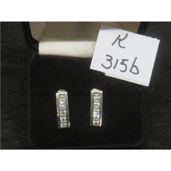 Sterling Silver and Cubic Zirconia Stud Earrings, Total Weight 3.3 Grams