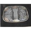 Image 5 : Glass and Wood Serving Tray and Vintage Poole Silver Plate Appetizer Tray With Frosted Design