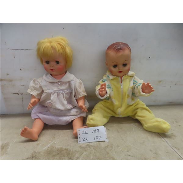 Vintage Baby Doll With Molded Hair Measuring 19" Tall and Drink/Wet Doll Measuring 20" Tall