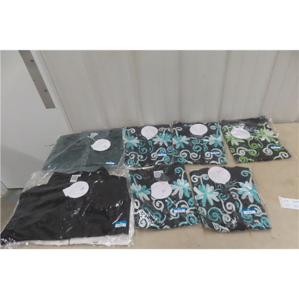 Seven New Shirts and Blouses, Paisley and Sage, Size Medium