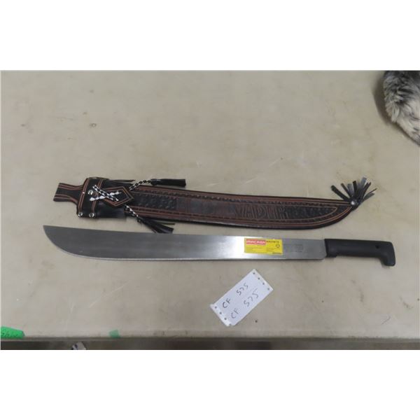 Machete With Sheath, Total Length 27 Inches