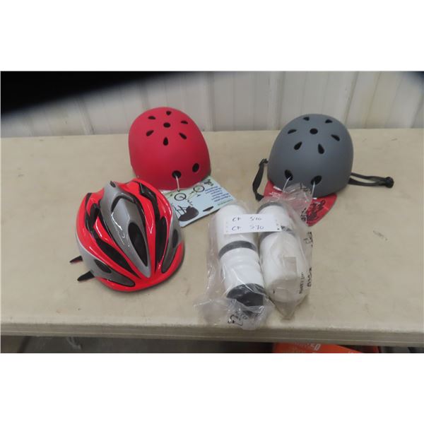 Three New Bicycle Helmets and Two New Drink Bottles