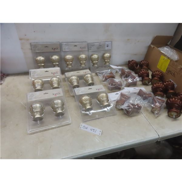 20 Packages of Finials for Curtain Rod Ends