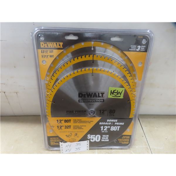 New DeWalt Three-Pack 12" Saw Blade Set 32 Teeth and 2 with 80