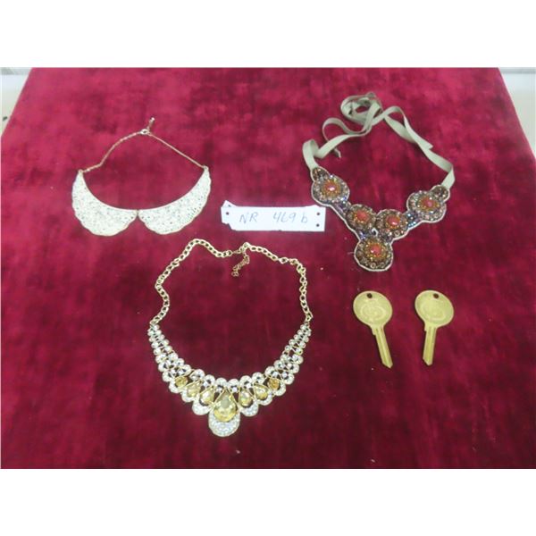 Three Vintage Fashion Necklaces and Two Keys for Fort Garry Hotel Winnipeg