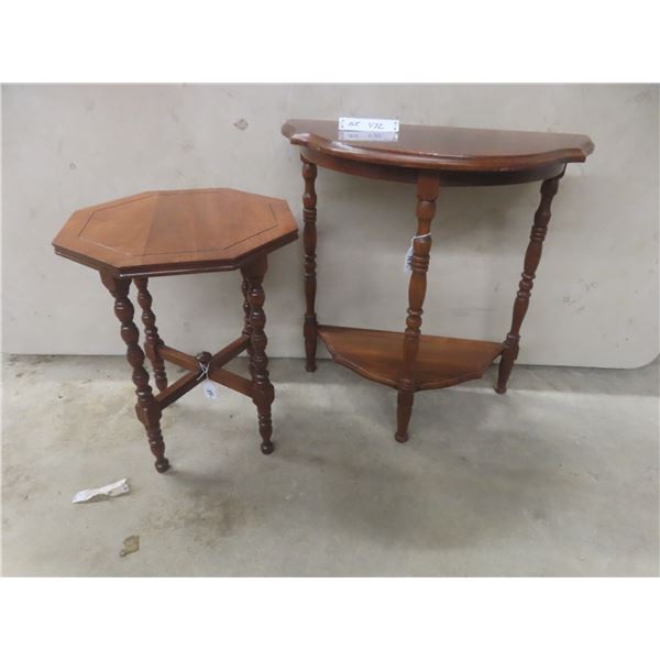 Two Occasional Side Tables Including Half Moon Table, 24 x 24 x 12 1/2, and Table, 19 x 15 x 15