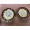 Image 11 : Four Framed Petit Point Pieces, Largest Approximately Diameter, and Two Vintage Art Deco Ceramic Ki