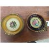 Image 14 : Four Framed Petit Point Pieces, Largest Approximately Diameter, and Two Vintage Art Deco Ceramic Ki
