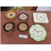Image 1 : Four Framed Petit Point Pieces, Largest Approximately Diameter, and Two Vintage Art Deco Ceramic Ki