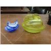 Image 12 : Depression Glass Rubbed Bowl With Ornate Silver Overlay, Tophat Toothpick Holders, Candle Stick Hol