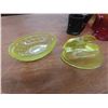 Image 14 : Depression Glass Rubbed Bowl With Ornate Silver Overlay, Tophat Toothpick Holders, Candle Stick Hol