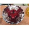 Image 6 : Depression Glass Rubbed Bowl With Ornate Silver Overlay, Tophat Toothpick Holders, Candle Stick Hol