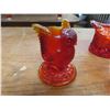 Image 8 : Depression Glass Rubbed Bowl With Ornate Silver Overlay, Tophat Toothpick Holders, Candle Stick Hol
