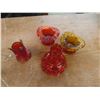 Image 9 : Depression Glass Rubbed Bowl With Ornate Silver Overlay, Tophat Toothpick Holders, Candle Stick Hol