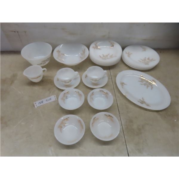 Twenty-Two Piece Federal Glass Golden Glory Pattern Milk Glass Set