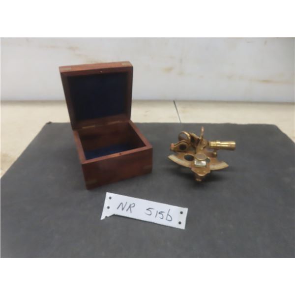 Antique Brass Marine Sextant With Wooden Case
