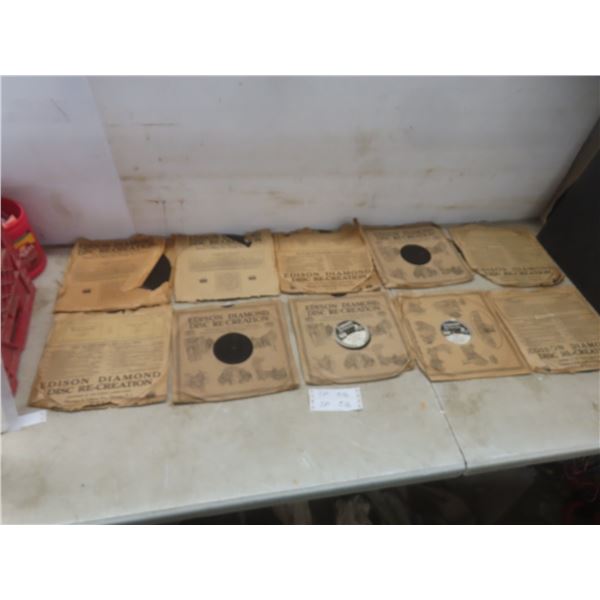 Antique Ten Edison Thick Diamond Disc Records in Good Condition