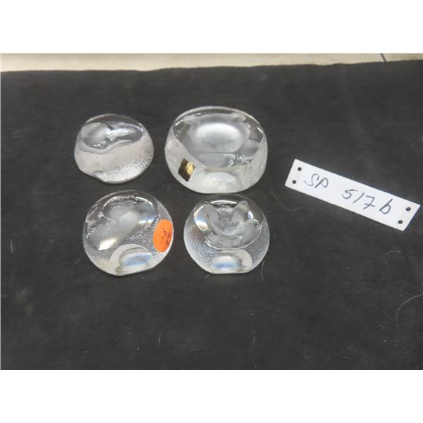 Four Mats Jonasson Sweden Cryslat Paperweights