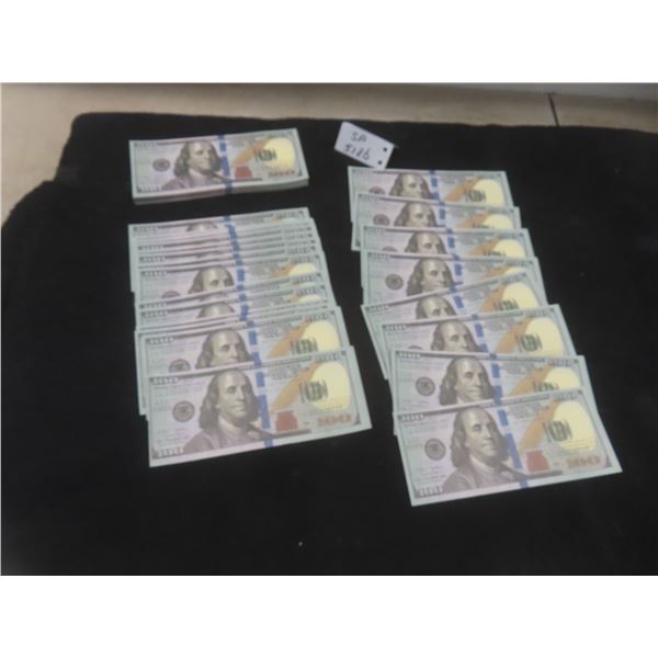 One Hundred US Movie Prop $100 Bills