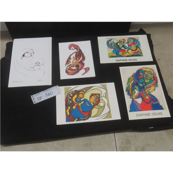 Five Daphne Odjig Vintage Cards