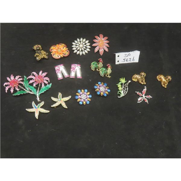 Eighteen Vintage Rhinestone Brooches