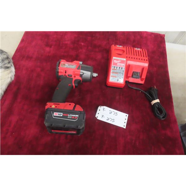 Milwaukee M18 1/2" Impact With Battery and Charger, Tested Working