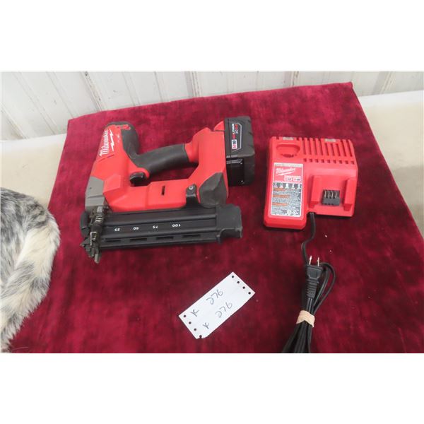 Milwaukee M18 18-Gauge Brad Nailer With Battery and Charger, Tested Working