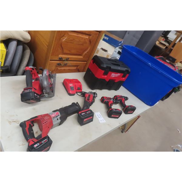 Milwaukee 18V Tool Set Including Circular Saw, Reciprocating Saw, Drills +
