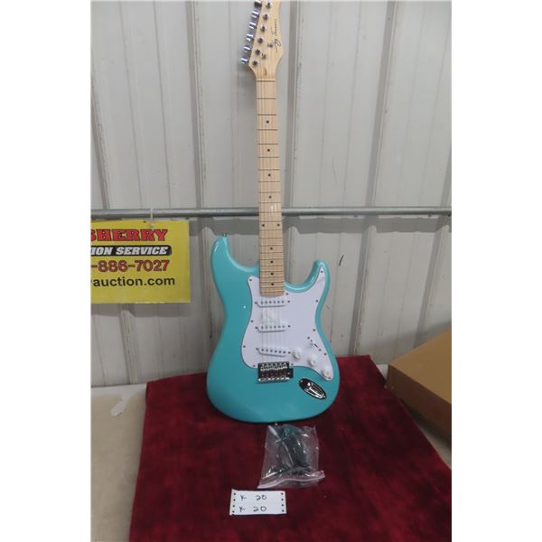 Jay Turser JT-100 Electric Guitar, Aqua Blue Finish, Maple Neck, New