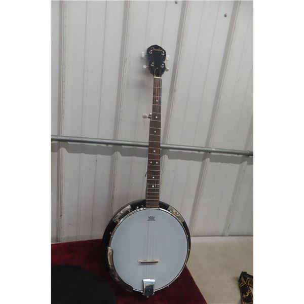 Fender Five-String Banjo With Strap, Soft Case, and Music Book