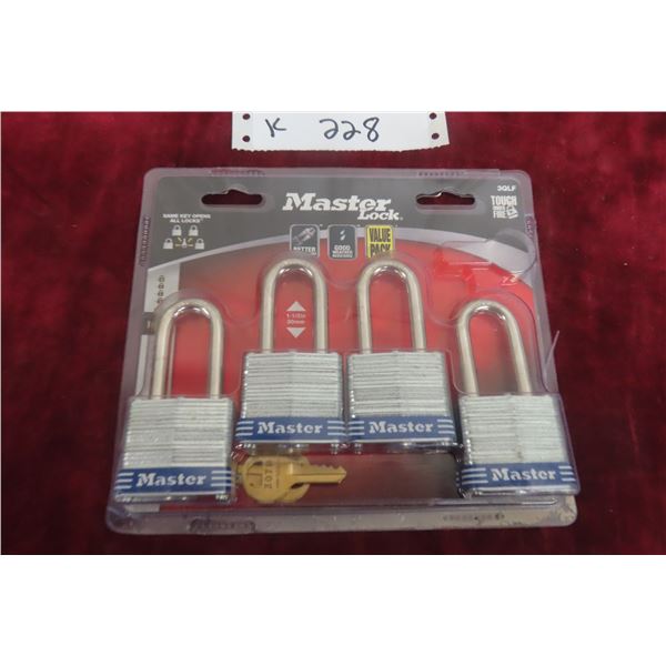 New Master Lock Four-Piece Padlock Set, Keyed Alike