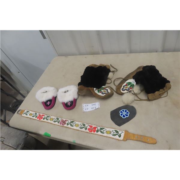 Beaded Native Belt, Moccasin & Slipper