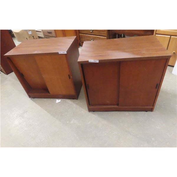 Two Office Cabinets With Slide Doors, 29" x 31" x 19"