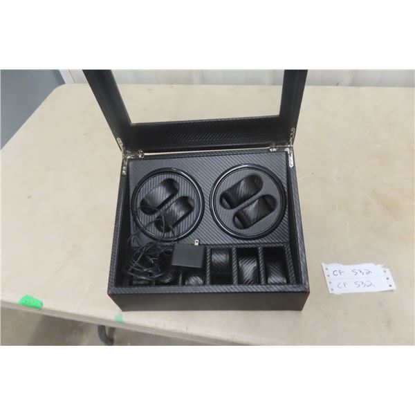 Four Slot Auto Watch Winder Box With Additional Storage