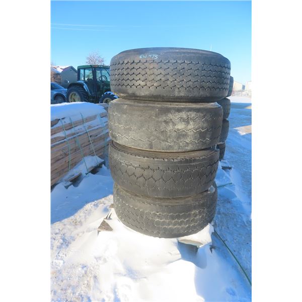 Four Tires w/ Rims, 385/65R22.5