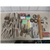 Image 1 : Vintage Tool Lot Including Pocket Knife, Staplers, Level, and More