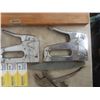 Image 6 : Vintage Tool Lot Including Pocket Knife, Staplers, Level, and More