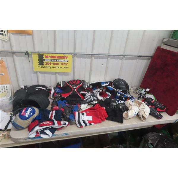 Youth Hockey Equipment Including Helmet, Skates (Sz 3) and More!