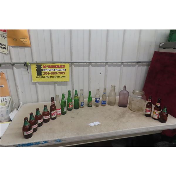 19 Old Pop And Beer Bottles, 7UP Heidelberg