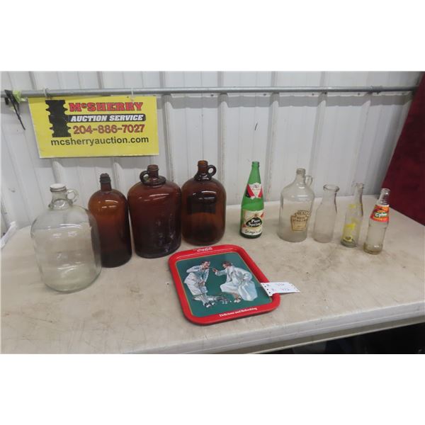 Coca Cola Tray, Pop Bottle and Jug