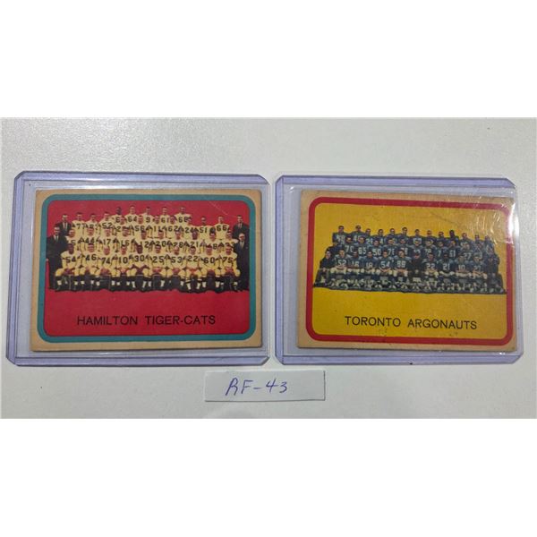 1963 Topps CFL Cards, #39 Hamilton Team Picture, #77 Toronto Team Picture